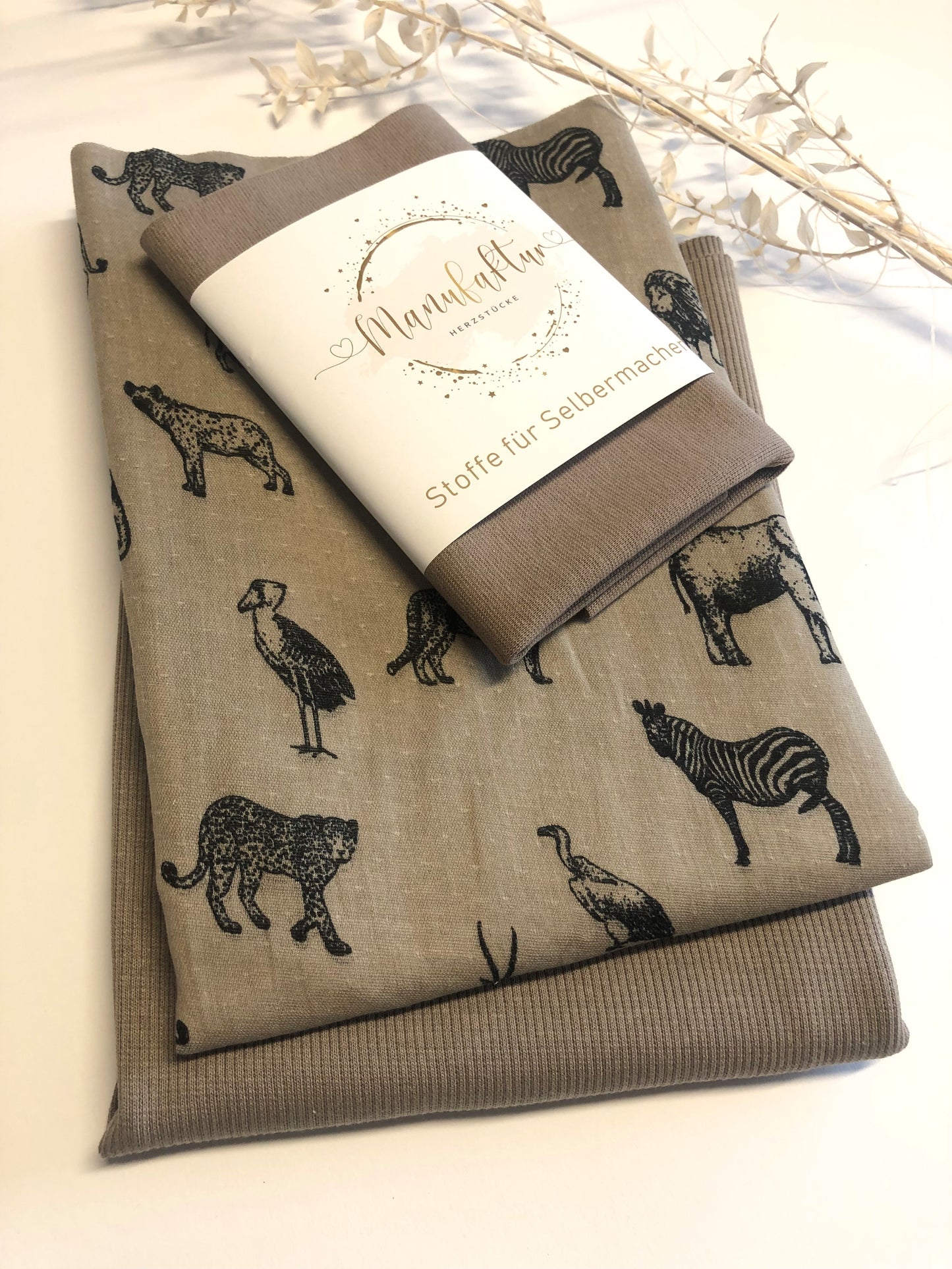 Stoffpaket Musselin/ Rib Jersey Safari/Taupe