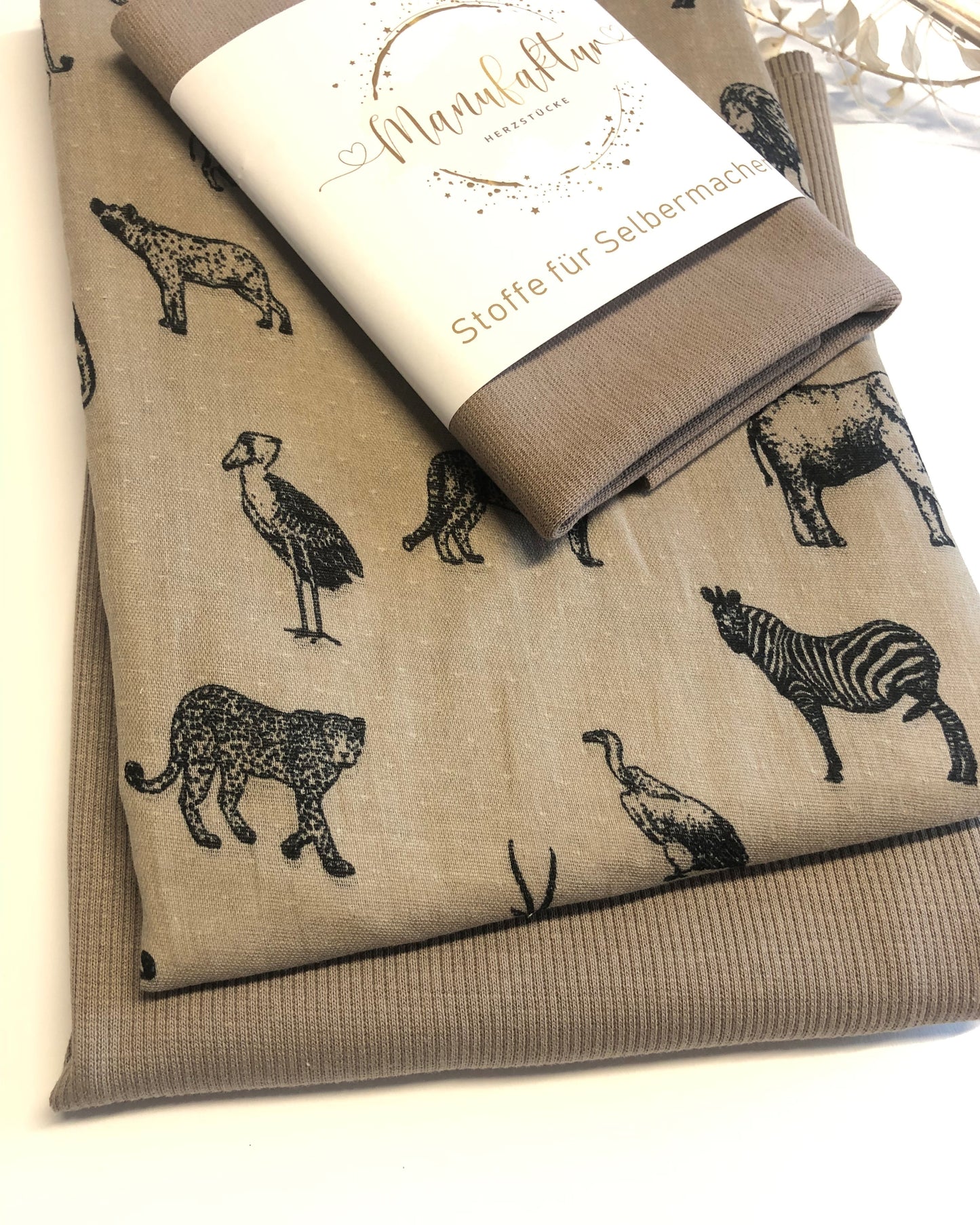 Stoffpaket Musselin/ Rib Jersey Safari/Taupe