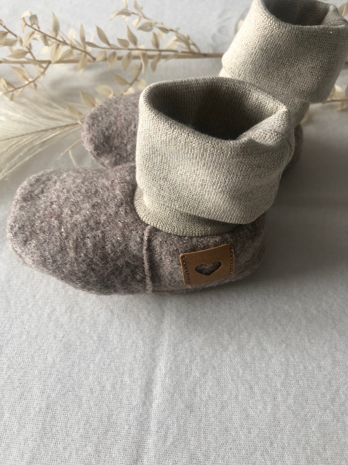 Babyschuhe Wollwalk/ Baby Stiefel/ Bio/Beige-Glitzer/verschiedene Größen