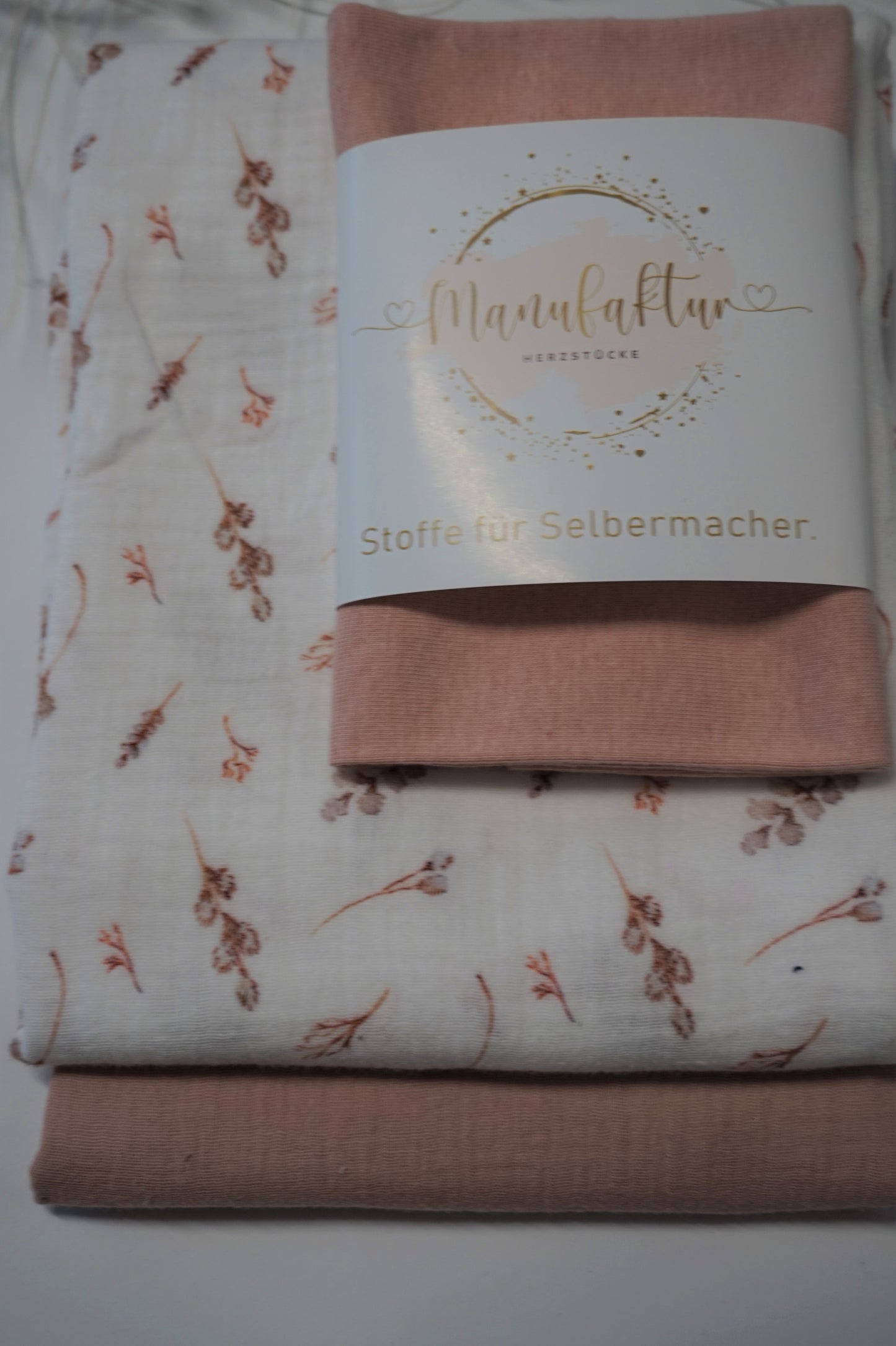 Stoffpaket Musselin Gräser/ Altrosa
