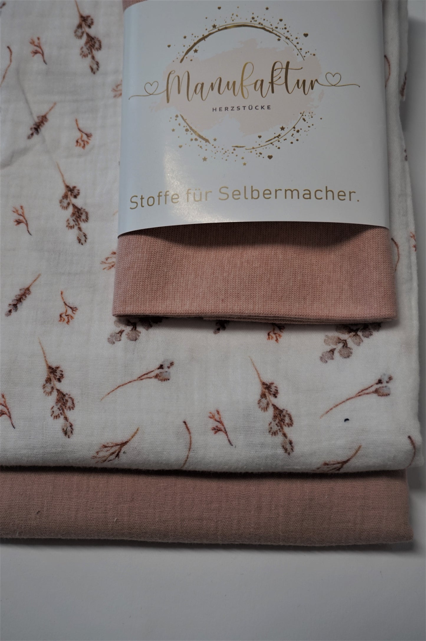 Stoffpaket Musselin Gräser/ Altrosa