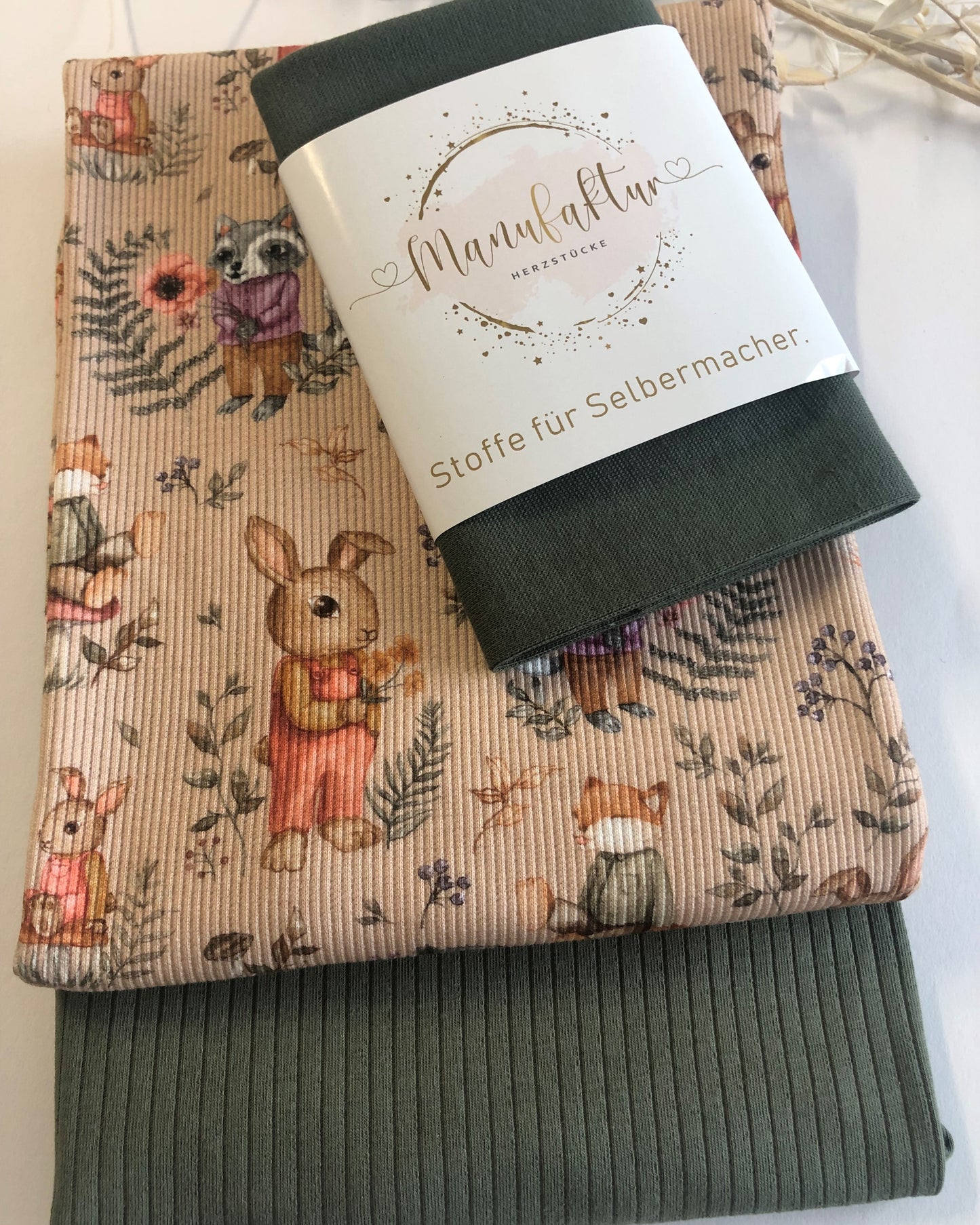 Stoffpaket Rib Jersey Hase/Grün