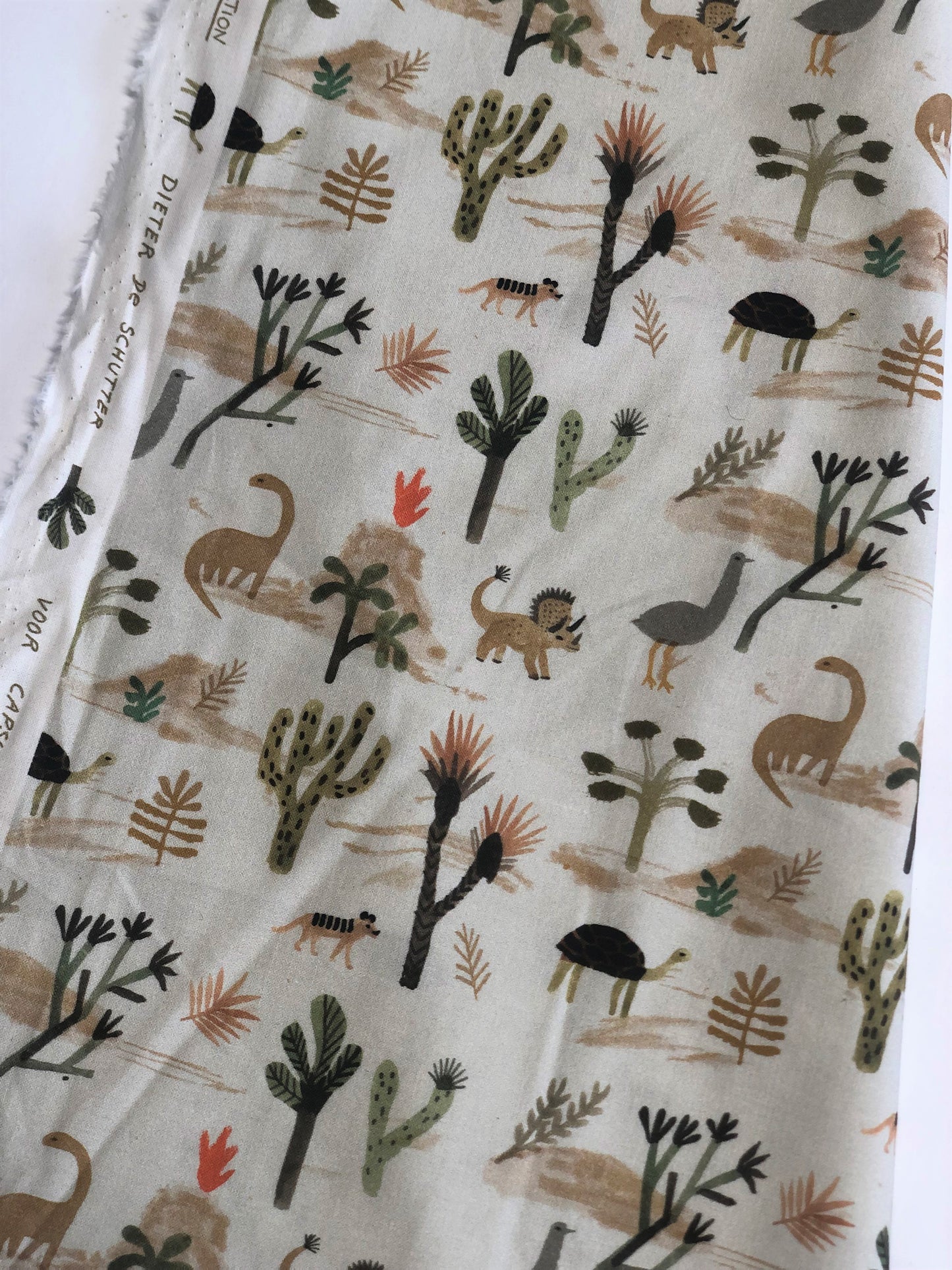 Stoffpaket Musselin/ Baumwolle Dinosaurier/ Beige