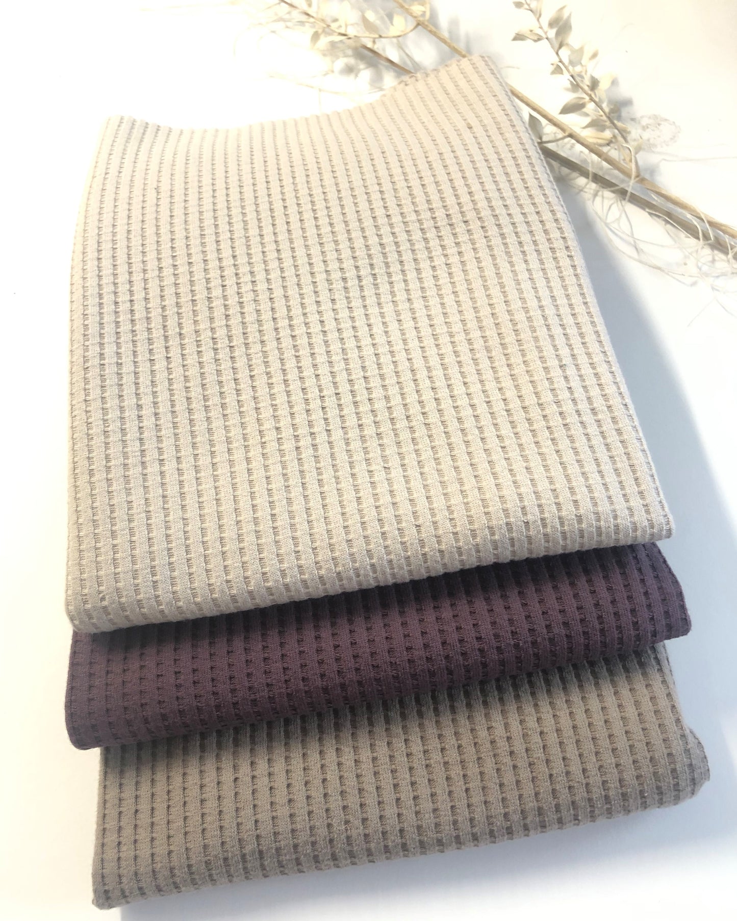 Waffeljersey Waffelstrick Baumwolle versch. Farben