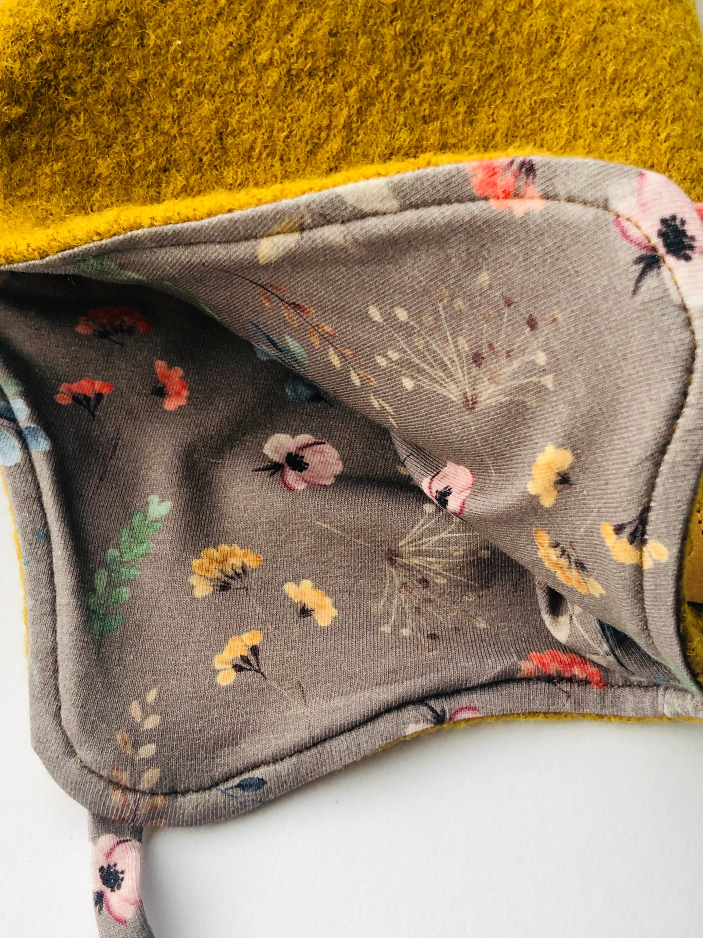 Walkmütze für Baby, Kindermütze, Bio, Wollwalk, Mütze,senfgelb, verschiedene Größen