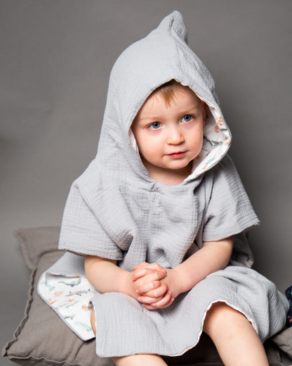 Badeponcho Musselin Baby Kind Kapuzenhandtuch Urlaub Strand Handtuch  Musselinponcho  Sonnenschutz
