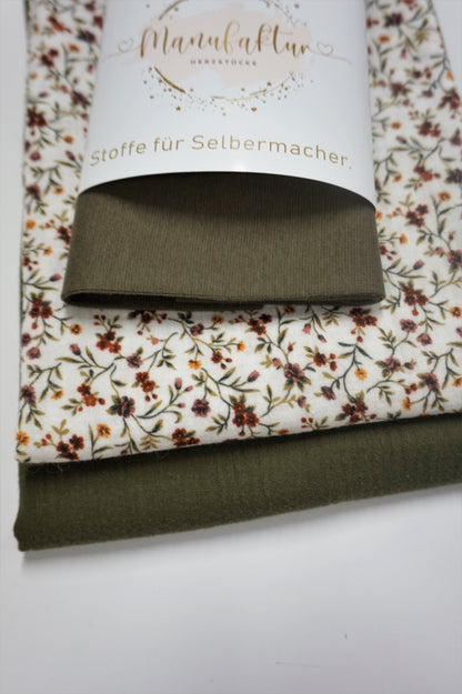 Stoffpaket Musselin/ Blümchen/ Grün