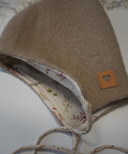 Walkmütze für Baby, Kindermütze, Bio, Wollwalk, Mütze, Beige, verschiedene Größen