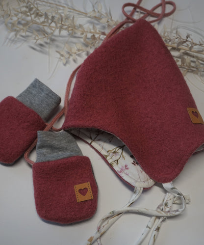 Walkmütze für Baby, Kindermütze, Bio, Wollwalk, Mütze, Himbeere, verschiedene Größen