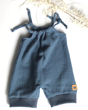 Baby Sommer Jumper aus Musselin/Overall/Jeansblau